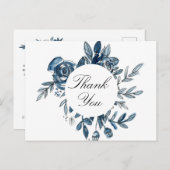 Carte de remerciements de fleurs bleues d'Indigo (Devant / Derrière)