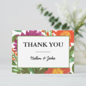 Carte de remerciements de fleurs d'aquarelle (Debout devant)