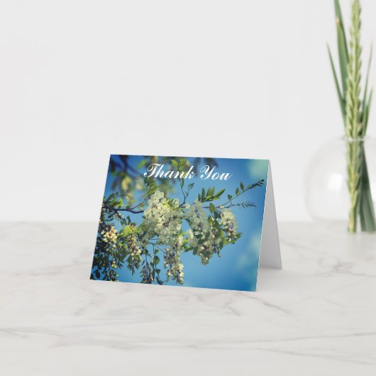 Carte de remerciements de fleurs de criquets blanc (Devant)