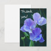 Carte de remerciements de fleurs de pois doux bleu (Devant / Derrière)