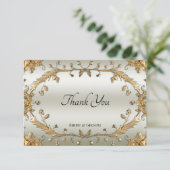 Carte de remerciements de fleurs dorées (Debout devant)