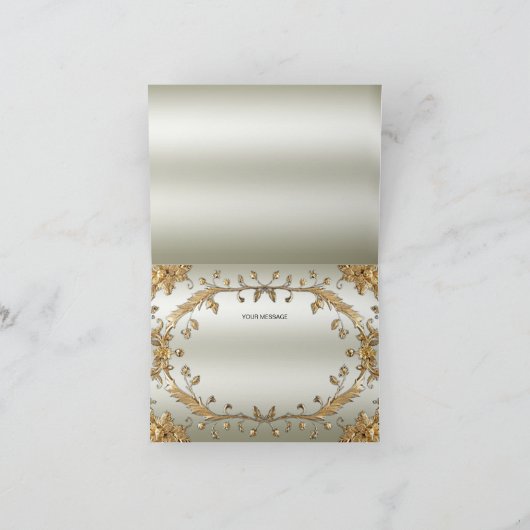 Carte de remerciements de fleurs dorées (Intérieur)