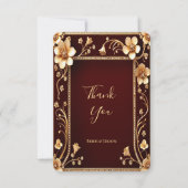Carte de remerciements de fleurs dorées de Bourgog (Devant)