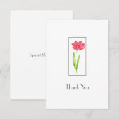 Carte de remerciements de fleurs rouge, rose (Devant / Derrière)