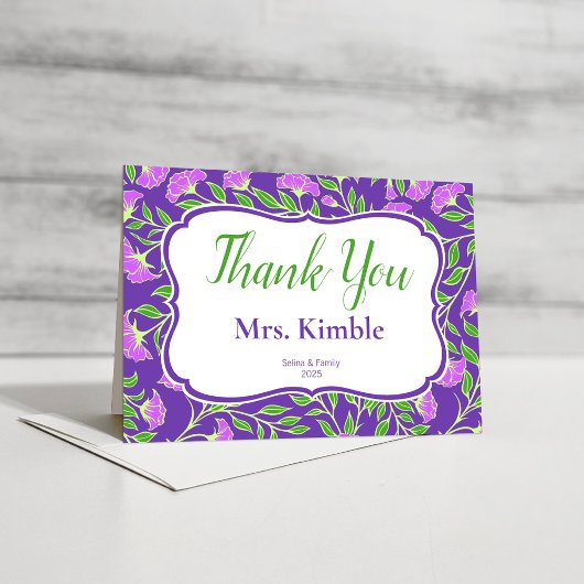 Carte de remerciements de fleurs violettes pour n'