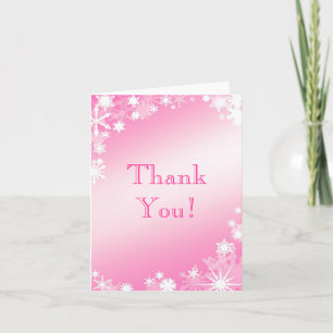 Carte de remerciements de flocons de neige rose do