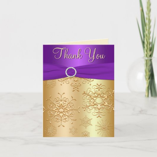 Carte de remerciements de flocons de neige violet  (Devant)