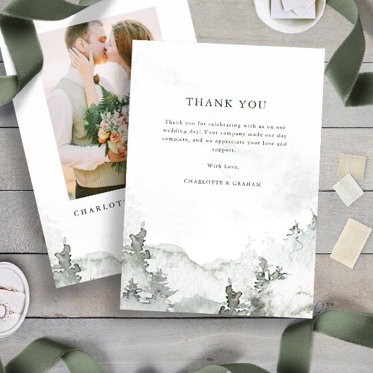 Carte de remerciements de forêt aquarelle