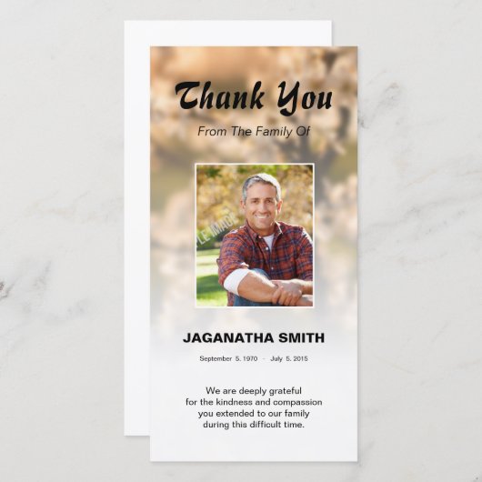 Carte de remerciements de Funera (Devant / Derrière)