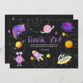 Carte de remerciements de galaxie de Dinosaure spa (Devant / Derrière)