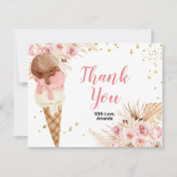 Carte de remerciements de glace florale bohème