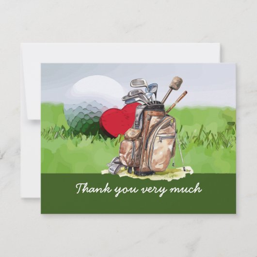 Carte de remerciements de golf avec balle de golf  (Devant)