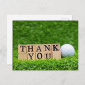 Carte de remerciements de golf avec balle sur herb (Devant / Derrière)