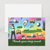Carte de remerciements de golf avec casquette de b (Devant / Derrière)