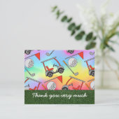 Carte de remerciements de golf avec chariot et dra (Debout devant)