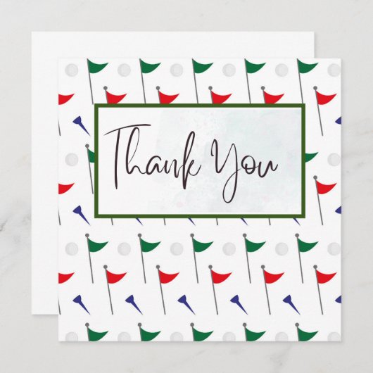 Carte de remerciements de golf avec drapeau de gol (Devant / Derrière)