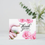 Carte de remerciements de golf avec fleur rose (Debout devant)