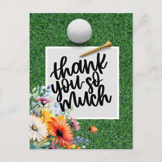 Carte de remerciements de golf avec fleurs (Devant)