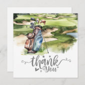 Carte de remerciements de golf avec sac de golf aq (Devant / Derrière)