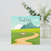 Carte de remerciements de golf avec voiturette de  (Debout devant)