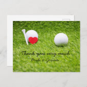 Carte de remerciements de golf pour mariage golfeu (Devant / Derrière)