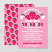 Carte de remerciements de graduation de fraise (Devant / Derrière)