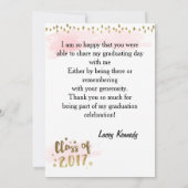 Carte de remerciements de graduation de la photogr (Dos)