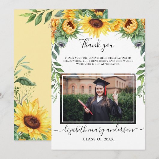 Carte de remerciements de graduation de l'aquarell (Devant / Derrière)