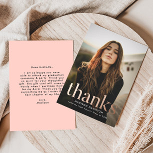Carte de remerciements de graduation de Rose moder