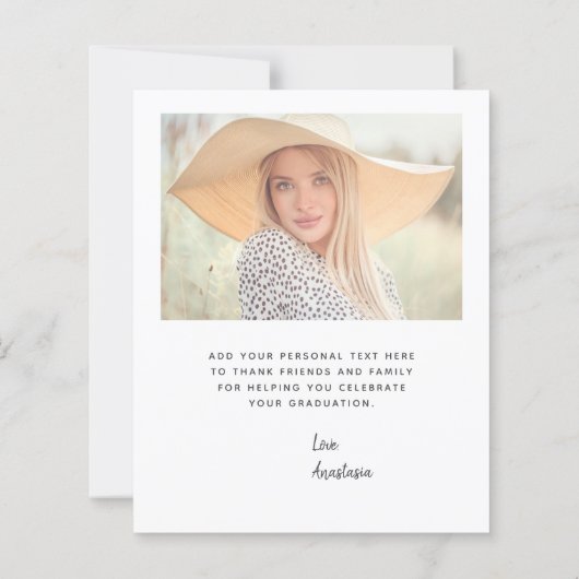 Carte de remerciements de graduation de script gri (Dos)