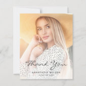 Carte de remerciements de graduation de script gri (Devant)