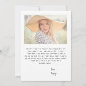 Carte de remerciements de graduation de script gri (Dos)