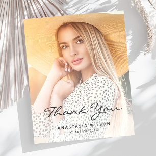 Carte de remerciements de graduation de script gri