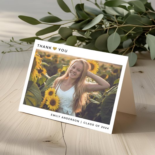 Carte de remerciements de graduation dorée moderne