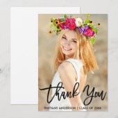 Carte de remerciements de graduation du script de  (Devant / Derrière)