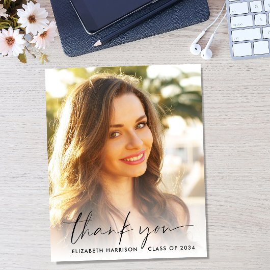 Carte de remerciements de graduation du script pho