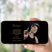 Carte de remerciements de graduation en or noir