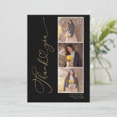 Carte de remerciements de graduation en or noir du (Debout devant)