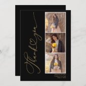 Carte de remerciements de graduation en or noir du (Devant / Derrière)