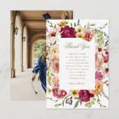 Carte de remerciements de graduation florale de pr (Devant / Derrière)