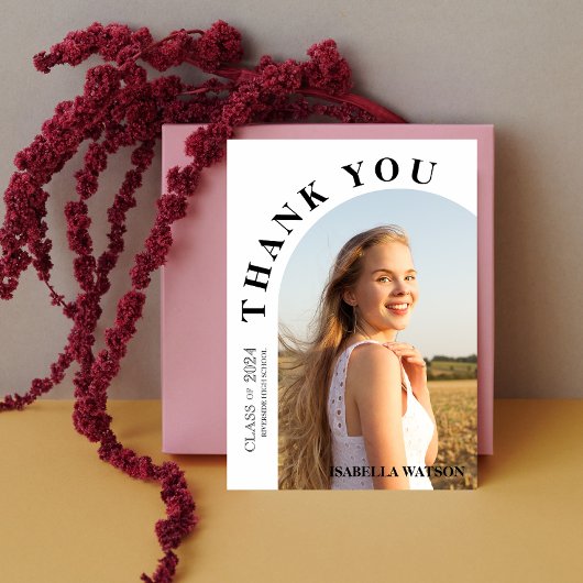 Carte de remerciements de graduation photo Arch mo