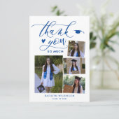 Carte de remerciements de graduation photo bleu mo (Debout devant)