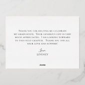 Carte de remerciements de graduation photo de scri (Verso)