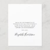 Carte de remerciements de graduation photo du scri (Dos)