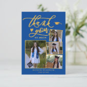 Carte de remerciements de graduation photo Gold Bl (Debout devant)
