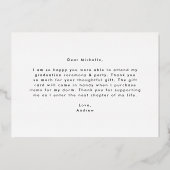 Carte de remerciements de graduation photo Gold Fo (Verso)