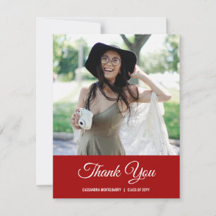 Carte de remerciements de graduation photo minimal