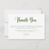 Carte de remerciements de graduation verte moderne (Dos)