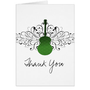 Carte de remerciements de guitare Green Swirls