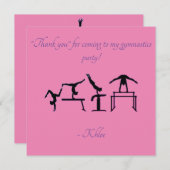 Carte de remerciements de gymnastique rose et viol (Devant / Derrière)